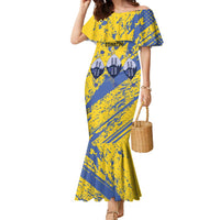 Eswatini Football Custom Family Matching Mermaid Dress and Hawaiian Shirt Sihlangu Semnikati Yellow - Wonder Print Shop