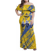 Eswatini Football Custom Family Matching Off Shoulder Maxi Dress and Hawaiian Shirt Sihlangu Semnikati Yellow - Wonder Print Shop