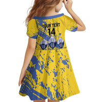 Eswatini Football Custom Family Matching Off Shoulder Short Dress and Hawaiian Shirt Sihlangu Semnikati Yellow - Wonder Print Shop