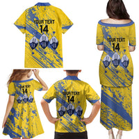 Eswatini Football Custom Family Matching Puletasi and Hawaiian Shirt Sihlangu Semnikati Yellow - Wonder Print Shop