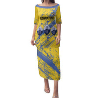 Eswatini Football Custom Family Matching Puletasi and Hawaiian Shirt Sihlangu Semnikati Yellow - Wonder Print Shop