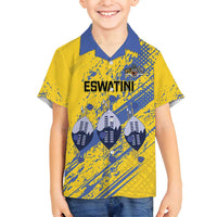 Eswatini Football Custom Family Matching Summer Maxi Dress and Hawaiian Shirt Sihlangu Semnikati Yellow - Wonder Print Shop