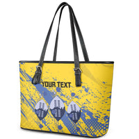 Eswatini Football Custom Leather Tote Bag Sihlangu Semnikati Yellow - Wonder Print Shop
