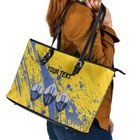 Eswatini Football Custom Leather Tote Bag Sihlangu Semnikati Yellow - Wonder Print Shop