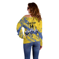 Eswatini Football Custom Off Shoulder Sweater Sihlangu Semnikati Yellow - Wonder Print Shop