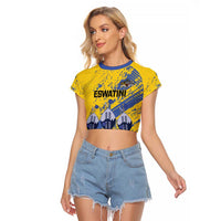 Eswatini Football Custom Raglan Cropped T Shirt Sihlangu Semnikati Yellow - Wonder Print Shop