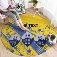 Eswatini Football Custom Round Carpet Sihlangu Semnikati Yellow - Wonder Print Shop