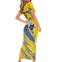 Eswatini Football Custom Short Sleeve Bodycon Dress Sihlangu Semnikati Yellow - Wonder Print Shop