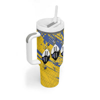 Eswatini Football Custom Tumbler With Handle Sihlangu Semnikati Yellow - Wonder Print Shop