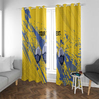 Eswatini Football Custom Window Curtain Sihlangu Semnikati Yellow - Wonder Print Shop