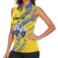Eswatini Football Custom Women Sleeveless Polo Shirt Sihlangu Semnikati Yellow - Wonder Print Shop