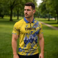 Eswatini Football Custom Zipper Polo Shirt Sihlangu Semnikati Yellow - Wonder Print Shop