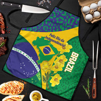 Brazil Independence Day Apron Ordem e Progresso Map With Golden Trumpet - Wonder Print Shop