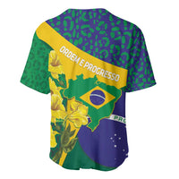 Brazil Independence Day Baseball Jersey Ordem e Progresso Map With Golden Trumpet - Wonder Print Shop
