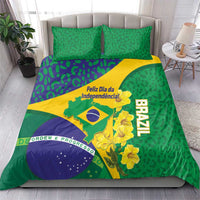 Brazil Independence Day Bedding Set Ordem e Progresso Map With Golden Trumpet - Wonder Print Shop