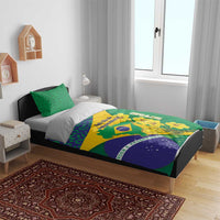 Brazil Independence Day Bedding Set Ordem e Progresso Map With Golden Trumpet - Wonder Print Shop