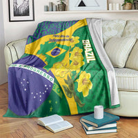 Brazil Independence Day Blanket Ordem e Progresso Map With Golden Trumpet - Wonder Print Shop