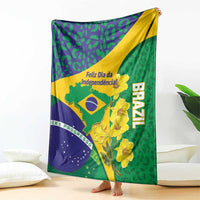 Brazil Independence Day Blanket Ordem e Progresso Map With Golden Trumpet - Wonder Print Shop