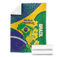 Brazil Independence Day Blanket Ordem e Progresso Map With Golden Trumpet - Wonder Print Shop