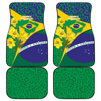 Brazil Independence Day Car Mats Ordem e Progresso Map With Golden Trumpet - Wonder Print Shop