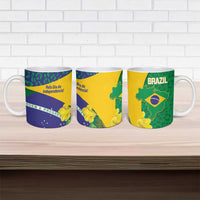 Brazil Independence Day Ceramic Mug Ordem e Progresso Map With Golden Trumpet - Wonder Print Shop
