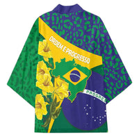 Brazil Independence Day Kimono Ordem e Progresso Map With Golden Trumpet - Wonder Print Shop