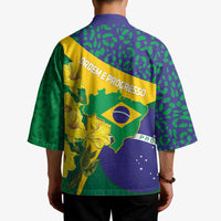 Brazil Independence Day Kimono Ordem e Progresso Map With Golden Trumpet - Wonder Print Shop