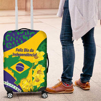 Brazil Independence Day Luggage Cover Ordem e Progresso Map With Golden Trumpet - Wonder Print Shop