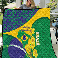 Brazil Independence Day Quilt Ordem e Progresso Map With Golden Trumpet - Wonder Print Shop