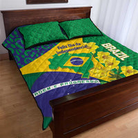 Brazil Independence Day Quilt Bed Set Ordem e Progresso Map With Golden Trumpet - Wonder Print Shop