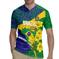 Brazil Independence Day Rugby Jersey Ordem e Progresso Map With Golden Trumpet - Wonder Print Shop