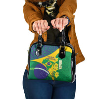 Brazil Independence Day Shoulder Handbag Ordem e Progresso Map With Golden Trumpet - Wonder Print Shop