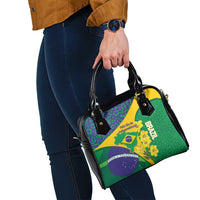 Brazil Independence Day Shoulder Handbag Ordem e Progresso Map With Golden Trumpet - Wonder Print Shop