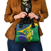 Brazil Independence Day Shoulder Handbag Ordem e Progresso Map With Golden Trumpet - Wonder Print Shop