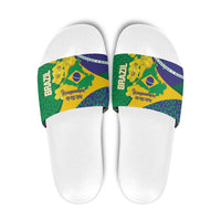 Brazil Independence Day Slide Sandals Ordem e Progresso Map With Golden Trumpet - Wonder Print Shop