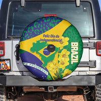 Brazil Independence Day Spare Tire Cover Ordem e Progresso Map With Golden Trumpet - Wonder Print Shop