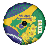 Brazil Independence Day Spare Tire Cover Ordem e Progresso Map With Golden Trumpet - Wonder Print Shop