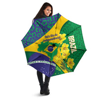 Brazil Independence Day Umbrella Ordem e Progresso Map With Golden Trumpet - Wonder Print Shop