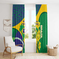 Brazil Independence Day Window Curtain Ordem e Progresso Map With Golden Trumpet - Wonder Print Shop