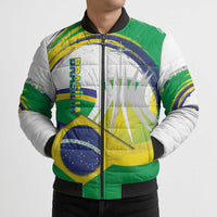 Brasilia Capital Bomber Puffer Jacket Brazil Flag Metropolitan Cathedral - Wonder Print Shop