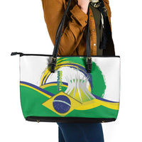 Brasilia Capital Leather Tote Bag Brazil Flag Metropolitan Cathedral - Wonder Print Shop