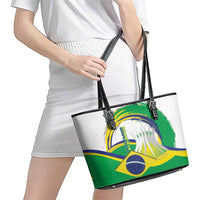 Brasilia Capital Leather Tote Bag Brazil Flag Metropolitan Cathedral - Wonder Print Shop