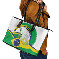 Brasilia Capital Leather Tote Bag Brazil Flag Metropolitan Cathedral - Wonder Print Shop