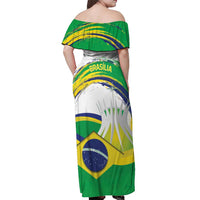 Brasilia Capital Off Shoulder Maxi Dress Brazil Flag Metropolitan Cathedral - Wonder Print Shop