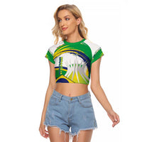 Brasilia Capital Raglan Cropped T Shirt Brazil Flag Metropolitan Cathedral - Wonder Print Shop