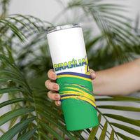 Brasilia Capital Skinny Tumbler Brazil Flag Metropolitan Cathedral - Wonder Print Shop