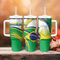 Brasilia Capital Tumbler With Handle Brazil Flag Metropolitan Cathedral - Wonder Print Shop