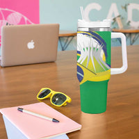 Brasilia Capital Tumbler With Handle Brazil Flag Metropolitan Cathedral - Wonder Print Shop
