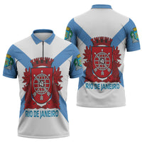 Rio de Janeiro Brazil Zipper Polo Shirt Flag Style - Wonder Print Shop
