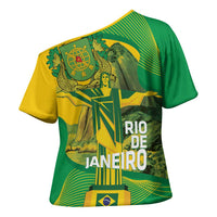 Rio de Janeiro Brazil Cross Shoulder Shirt Christ the Redeemer Mix Sugarloaf Mountain - Wonder Print Shop